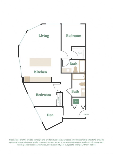 a floor plan of a bedroom apartment with a bathroom and a living room